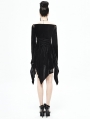 Black Elegant Gothic Velvet Off-the-Shoulder Short Irregular Dress