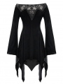 Black Elegant Gothic Velvet Off-the-Shoulder Short Irregular Dress