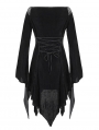 Black Elegant Gothic Velvet Off-the-Shoulder Short Irregular Dress