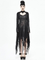 Black Gothic Dark Queen Morticia Addams Long Irregular Dress