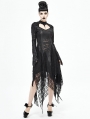 Black Gothic Dark Queen Morticia Addams Long Irregular Dress