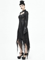 Black Gothic Dark Queen Morticia Addams Long Irregular Dress