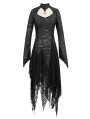 Black Gothic Dark Queen Morticia Addams Long Irregular Dress