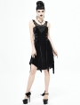 Black Gothic Velvet Sleeveless Short Irregular Dress