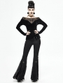 Black Gothic Sexy Velvet Off-the-Shoulder Long Sleeve Top for Women