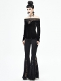 Black Gothic Sexy Velvet Off-the-Shoulder Long Sleeve Top for Women