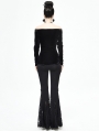 Black Gothic Sexy Velvet Off-the-Shoulder Long Sleeve Top for Women