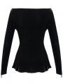 Black Gothic Sexy Velvet Off-the-Shoulder Long Sleeve Top for Women