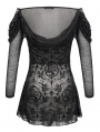 Black Sexy Gothic Transparent Long Sleeve T-Shirt for Women