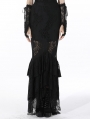 Black Elegant Gothic Lace Maxi Fishtail Skirt