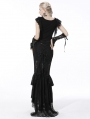 Black Elegant Gothic Lace Maxi Fishtail Skirt