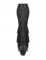Black Elegant Gothic Lace Maxi Fishtail Skirt