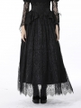 Black Gothic Jacquard Lace Empire Waist Long Party Skirt