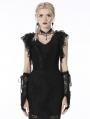 Black Gothic Lace Short Sleeves Daily Wear Top for Women