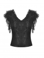 Black Gothic Lace Short Sleeves Daily Wear Top for Women