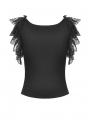 Black Gothic Lace Short Sleeves Daily Wear Top for Women