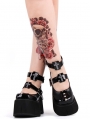 Black Gothic Punk Rivet Cross PU Leather High Heel Platform Shoes