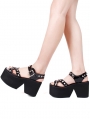 Black Gothic Punk Rivets PU Leather High Heel Platform Sandals