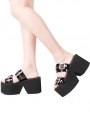 Black Gothic Punk PU Leather High Heel Platform Slippers Sandals