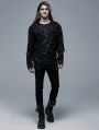 Black Gothic Ghost Head Printed Long Sleeve T-Shirt for Men