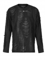 Black Gothic Punk Broken Long Sleeve Daily Wear T-Shirt for Men