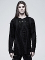 Black Gothic Punk Broken Long Sleeve Daily Wear T-Shirt for Men