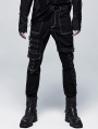 Black and White Gothic Punk Metal Straight Long Pants for Men