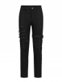 Black Gothic Punk Metal Straight Long Pants for Men