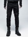 Black Gothic Punk Metal Straight Long Pants for Men