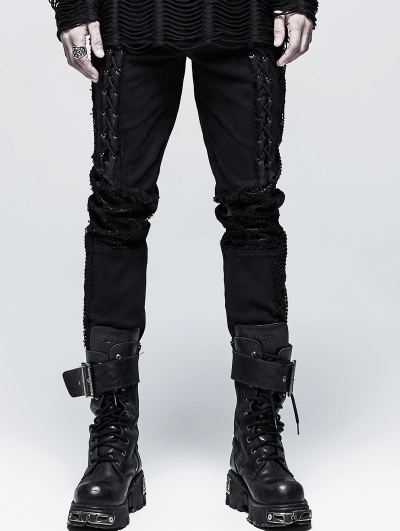 Black Gothic Punk Decadent Long Pants for Men