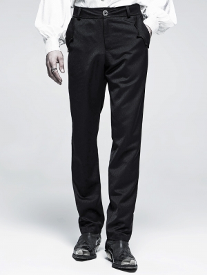 Black Gothic Cout Bat Pocket Long Pants for Men