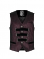 Dark Red Striped Vintage Gothic Vest for Men