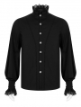 Black Retro Gothic Aristocratic Long Sleeve Shirt for Men