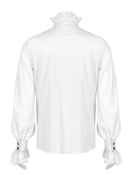 White Retro Gothic Aristocratic Long Sleeve Shirt for Men - Devilnight ...