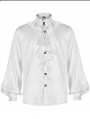 White Retro Gothic Vampire Count Long Sleeve Shirt for Men
