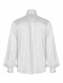 White Retro Gothic Vampire Count Long Sleeve Shirt for Men