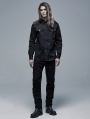 Black Gothic Spliced Long Sleeve Daily Wear Shirt for Men