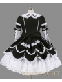 Black and White Long Sleeves Ribbon Bow Gothic Lolita Dress