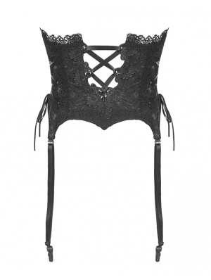 Black Gothic Lace Embroidery Underbust Corset