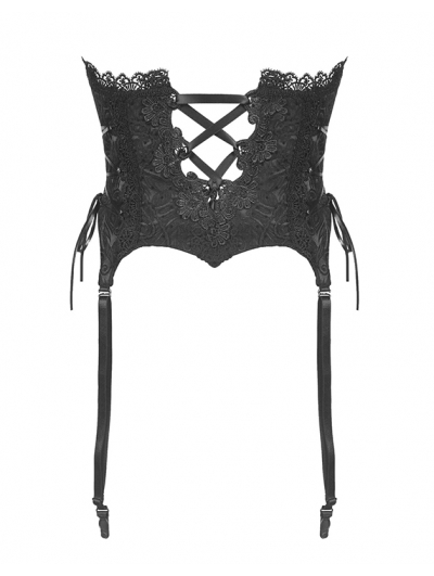 Black Gothic Lace Embroidery Underbust Corset