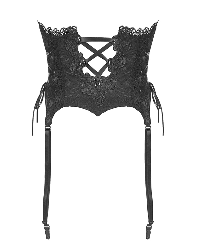 Black Gothic Lace Embroidery Underbust Corset