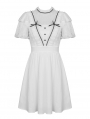 White Cute Gothic Soulless Princess Short Sleeve Dress