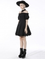 Black Gothic Off-the-Shoulder Daily Wear Short Dress
