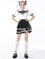 Black and White Cute Gothic Lolita Bow Mini Skirt