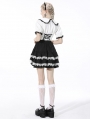 Black and White Cute Gothic Lolita Bow Mini Skirt