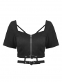Black Gothic Grunge Daily Wear Short Top for Women