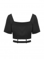 Black Gothic Grunge Daily Wear Short Top for Women