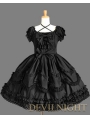 Black Short Sleeves Lace Bow Sweet Gothic Lolita Dress