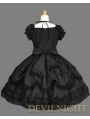 Black Short Sleeves Lace Bow Sweet Gothic Lolita Dress