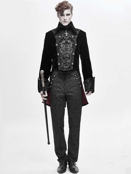 Black Velvet Retro Gothic Party Swallow Tail Party Suit for Men ...